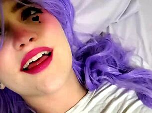 ahegao girl bound and teased with large toy in homemade scene