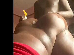 Ebony SSBBW Takes Huge Black Cock in Oiled Doggy Style Creampie with Ass Shaking