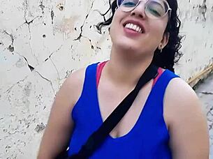 Chubby big tits Latina follows guy home for intense cock worship and balloon fetish play