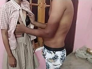 Oh Wow! Indian Village Desi Schoolgirl Takes Boyfriend's Big Cock in Bathroom with Cum on Ass