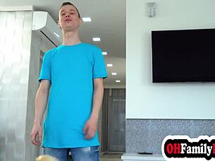 Hot guy gives cute teen Ivi Rein his big hard cock as new sex toy