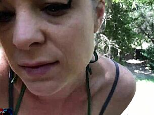 Blonde Teen with Big Natural Tits Rides Cowgirl and Takes Outdoor Facial Cumshot