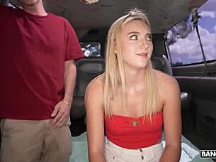 Blonde cutie Molly Cooper takes a thick cock deep in missionary. She spreads eagle for cumshot in mouth.