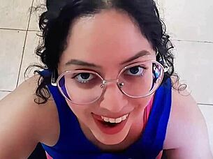 Chubby big tits Latina follows guy home for intense cock worship and balloon fetish play