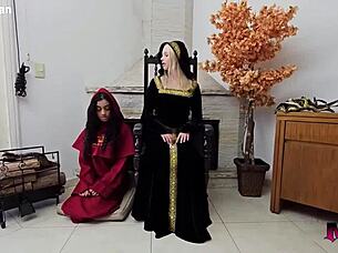 Blonde lesbians share intense kisses in the house of dragons with brazilian monster passion