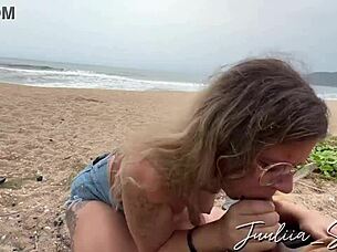 Hey, I fulfilled his fetish with a public blowjob on the beach until he came in my mouth 😏