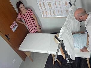woman brings young patient to gynecologist for routine medical exam at hospital