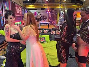 friends gather for a wild gangbang session at home with deepthroat and wet pussy action