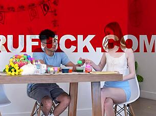 stepsis scarlet sucks diego's cock hard then rides him wildly to a messy cum finish 😈🍆💦