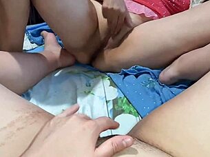 I watch these two milfs mutually masturbate opposite each other until intense orgasm hits