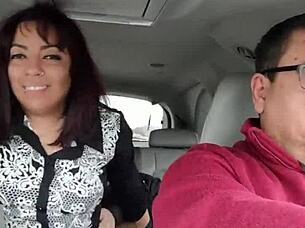 Stranger Pounds Cuban Wife in Backseat While Husband Drives - Wild Public Quickie?