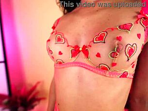 Love Heart Print Lingerie Try-On Featuring Hannah James 710 Model Showcase