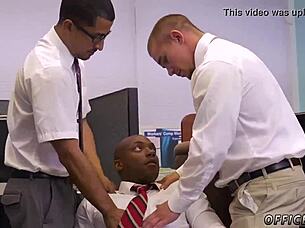 Gay teacher strips boldly for intense african boys sex in hr meeting