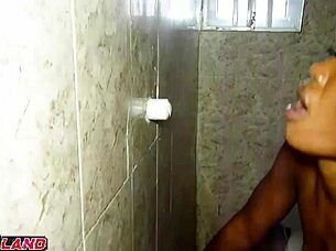 busty amateur couple enjoys wet interracial bathroom sex with tight pussy pounding