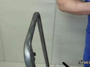 This wacky kitten gets brutal anal in the loony bin!