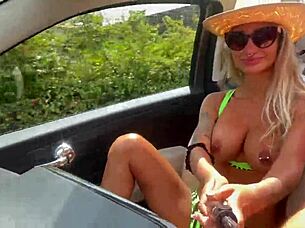 monika fox strips naked and drives around the city in a car