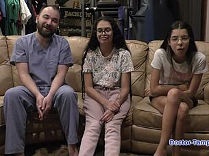 dr tampa checks out the sisters during their first gyno exam with angel santana and aria nicole 😷