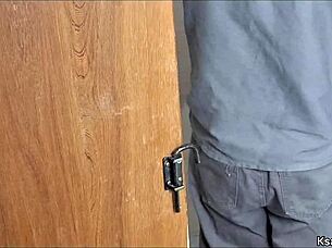 Wow! Maintenance Man and Naughty Housewife Exhibit Themselves with Sexy Ass Flashing!