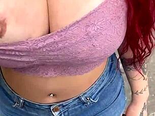 she gives a wild public blowjob to the hot guy on the street, swallowing every drop