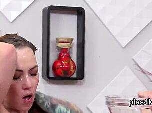 Lovely cuties explore toys in a playful session with squirting action and wet coverage for fun