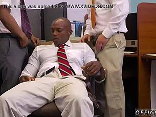 Gay teacher strips boldly for intense african boys sex in hr meeting