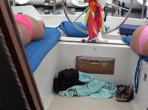Oh Wow, Picked Up Two Hot Bikini Babes On The Boat For Outdoor Mff Threesome Fucking!