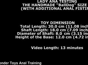 skinny young lady ana tests huge xl balldog dildo with anal fisting and squirting orgasm
