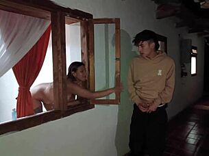 uh i spy on a tenant and she ends up fucking me with real desire big tits and all