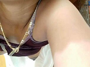 Girlfriend Slaps Shaved Pussy While Fucking Doggy Style Hard