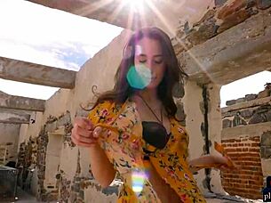 Damn, Check Out Natural Brunette Milf Babe Willa Prescott Doing Hot Outdoor Striptease In Lingerie!