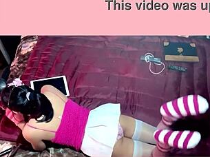 Little cute skinny femboy ladyboy from Mexico shows off sexy small tits