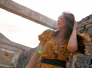 Damn, Check Out Natural Brunette Milf Babe Willa Prescott Doing Hot Outdoor Striptease In Lingerie!