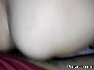 Skinny amateur slut rides big black cock with choking and gagging until creampie while calling hubby submissive