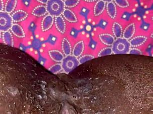 This ebony slut takes a massive creampie from a big black cock in her homemade squirting session.
