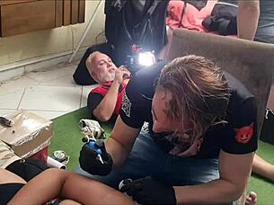 I feel so wild watching this tattooed Latina ass shake in massive orgy chaos