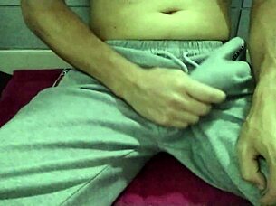 Intense Handjob Leads To Massive Cumshot Post-Workout