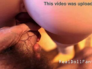 Sex doll's intriguing first-time anal adventure with massive cock in POV