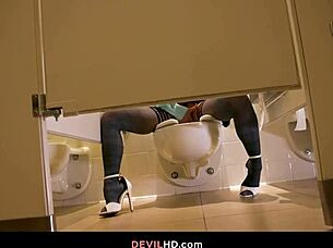 Caught Nympho Secretary Masturbating In Toilet Leads To Sweaty Anal On Desk