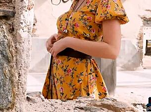 Damn, Check Out Natural Brunette Milf Babe Willa Prescott Doing Hot Outdoor Striptease In Lingerie!