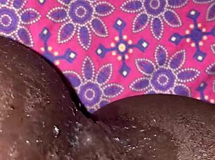 This ebony slut takes a massive creampie from a big black cock in her homemade squirting session.