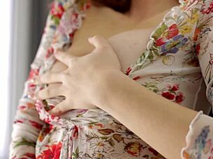 young russian babe peachy teases little titties and shaved pussy