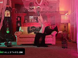 check out whitney wright and chad alva in this wild halloween cowgirl ride with orgasms and licks 😈🔥