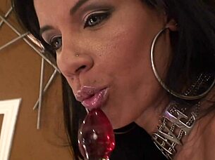 Latina transsexual beauty aline ganzarolli toys her ass and teases her cock seductively.