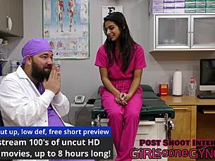 Tampa University Entrance Physical Featuring Misty Addams with Gloves and Vibrator