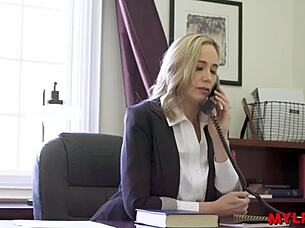 blonde milf housewife gets blackmailed into riding cowgirl on old man's cock in taboo fantasy encounter.