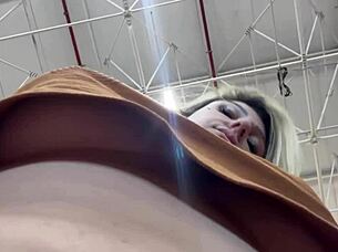 Hidden Cellphone Films Woman Masturbating Tits at Supermarket