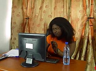 She bent over for a deep doggystyle pounding from the ebony interviewer, leading to a creampie finish on the bed.