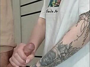 stepmoms friend jerked off my dick at house party with small cock fetish 😏🍆💦