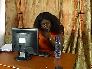 She bent over for a deep doggystyle pounding from the ebony interviewer, leading to a creampie finish on the bed.