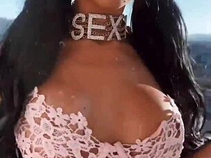 she wore pink lingerie in a teasing display of latina style and sexy clothed appeal